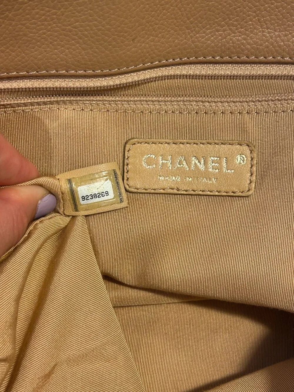 Authentic Chanel Executive Cerf Tote Bag - Tan Caviar Leather (Vintage)